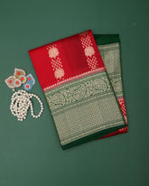 Crimson Red Kora Banarasi Saree